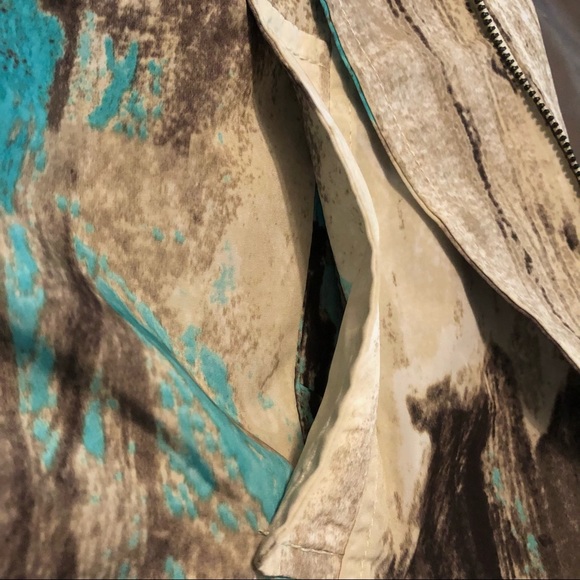 Adam Jacobs Silky Windbreaker Jacket Full Front Zipper 2 Slip Pockets Blue/Brown - Picture 9 of 10